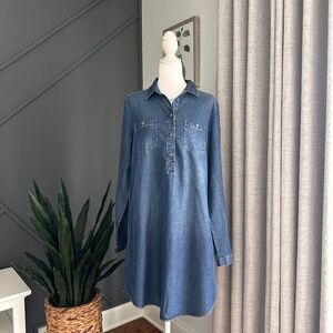 Lucky Brand Lightweight Denim Long Sleeve Dress Size Medium